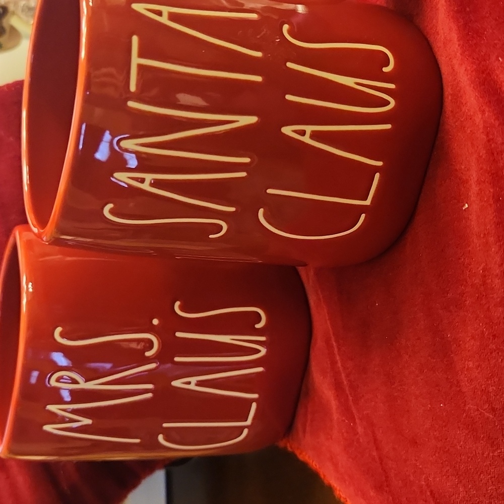 NWT Rae Dunn Festive Red Santa Claus and Mrs. Claus Mugs